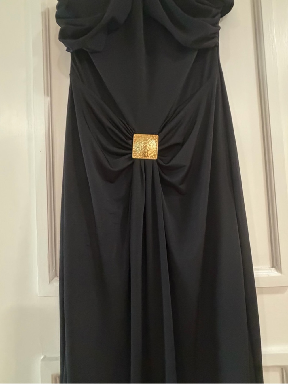 Meshki Black Halter Maxi Dress with Gold Accents - Picture 10 of 11